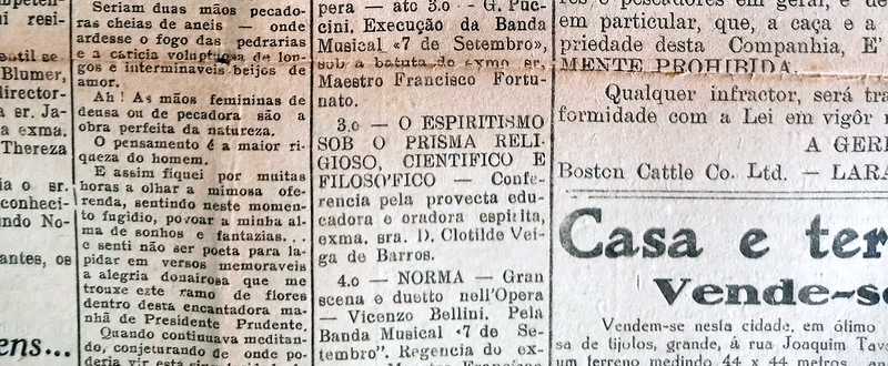 Clotilde Veiga de Barros era palestrante espírita. Jornal A Voz do Povo destacava ações